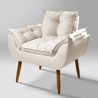 Poltrona Aconchegante Opala Suede Bege - Vallisa Decor