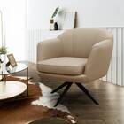 Poltrona Ágata Com Base Giratória De Aço Couro Legítimo Nude