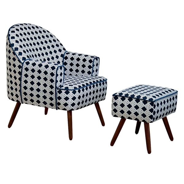 Poltrona Agata Com Puff Konfort Veludo Entrelaçado 4060.2010