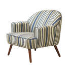 Poltrona Agata Com Puff - Listrado Azul E Bege