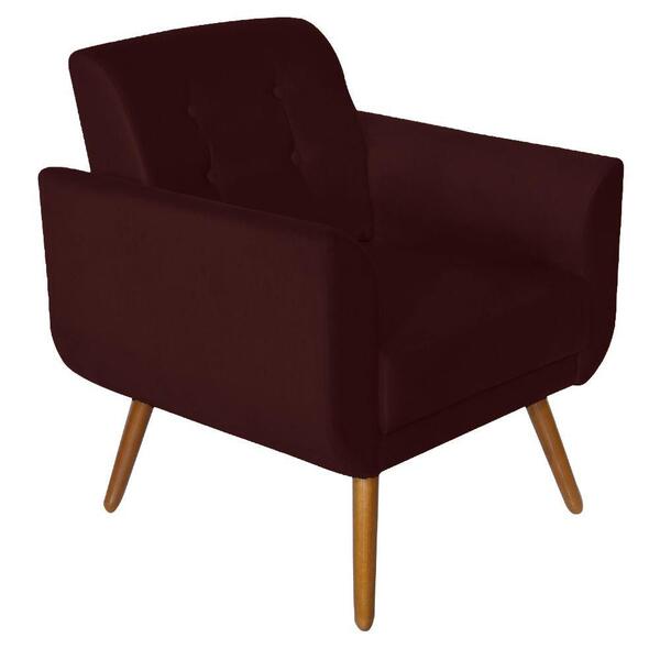 Poltrona Agata Decorativa Suede Bordo Kasa Sofá