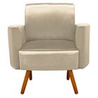 Poltrona Agatha Acetinado Bege Pés Palito Castanho D'rossi