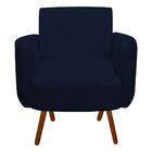 Poltrona Agatha Suede Azul Marinho Pés Palito Castanho D'rossi