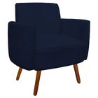 Poltrona Agatha Suede Azul Marinho Pés Palito Castanho D'rossi