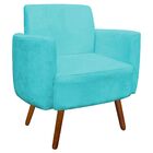 Poltrona Agatha Suede Pés Palito Castanho D'rossi - Azul Turq