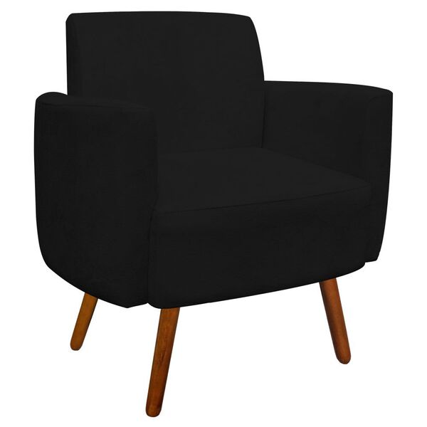 Poltrona Agatha Suede Pés Palito Castanho D'rossi - Preto