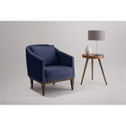 Poltrona Agatha Veludo Azul E Imbuia