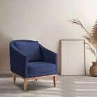 Poltrona Agatha Veludo Azul E Natural