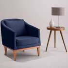 Poltrona Agatha Veludo Azul E Natural