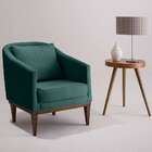 Poltrona Agatha Veludo Verde E Imbuia