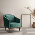 Poltrona Agatha Veludo Verde E Imbuia