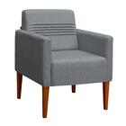 Poltrona Aila Linho Chumbo E Pés Em Madeira