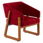 Poltrona Air Veludo Vermelha E Amêndoa