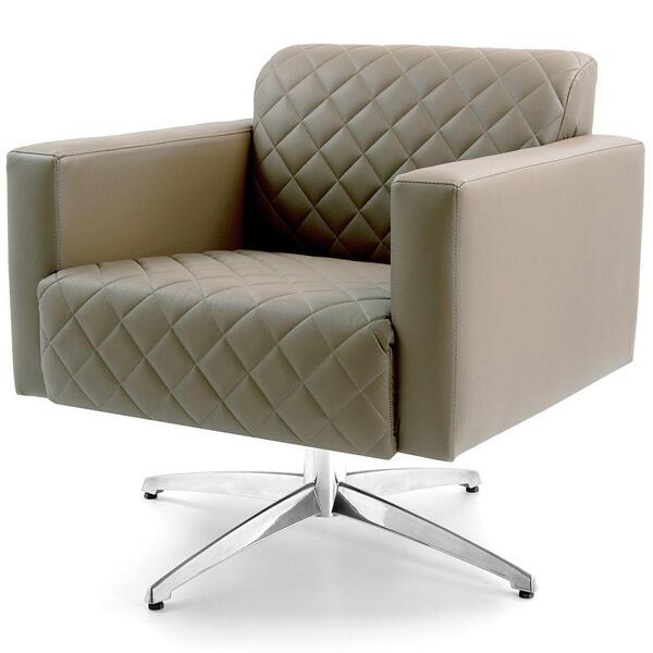 Poltrona Alberta Base Giratória Corano Matelassê Bege