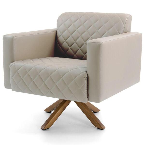 Poltrona Alberta Base Giratória Giromad Corano Matelassê Creme