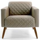 Poltrona Alberta Pés Madeira Corano Matelassê Bege