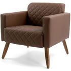 Poltrona Alberta Pés Madeira Corano Matelassê Chocolate