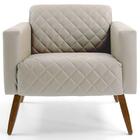 Poltrona Alberta Pés Madeira Corano Matelassê Creme