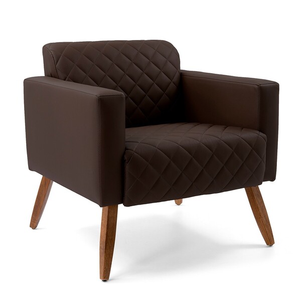 Poltrona Alberta Tressê Corano Café C-34 Pés Palito Madeira -