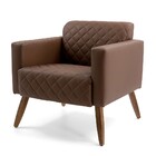 Poltrona Alberta Tressê Corano Marrom C-01 Pés Palito Madeira