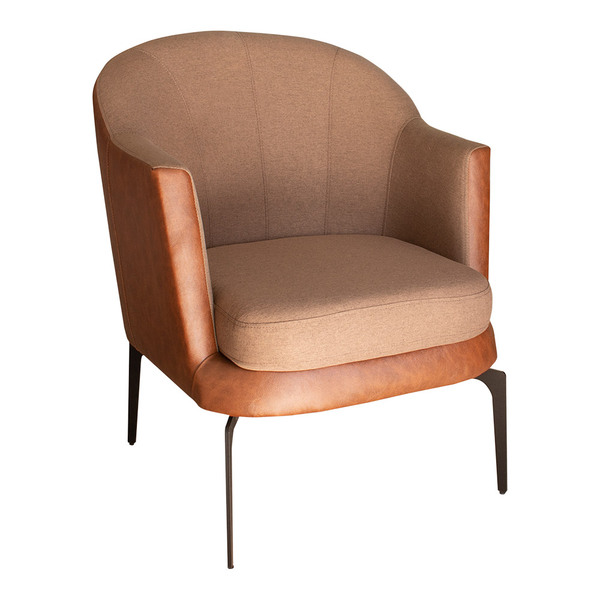 Poltrona Albuquerque Corino Marrom Com Linho Marrom Claro Bas