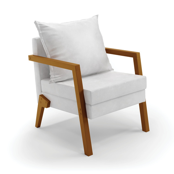 Poltrona Alice Corano Base De Madeira D03 - D'rossi - Branco