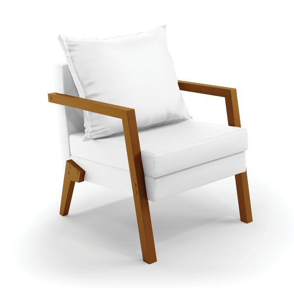 Poltrona Alice Corino Base De Madeira D03 - D'rossi - Branco