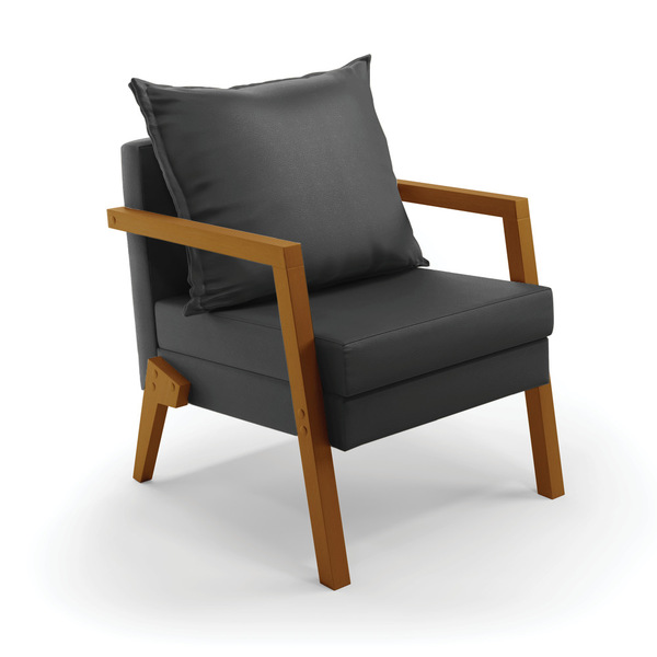 Poltrona Alice Corino Base De Madeira - D'rossi - Preto