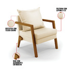 Poltrona Alice Corino Bege Base De Madeira D03 - D'rossi