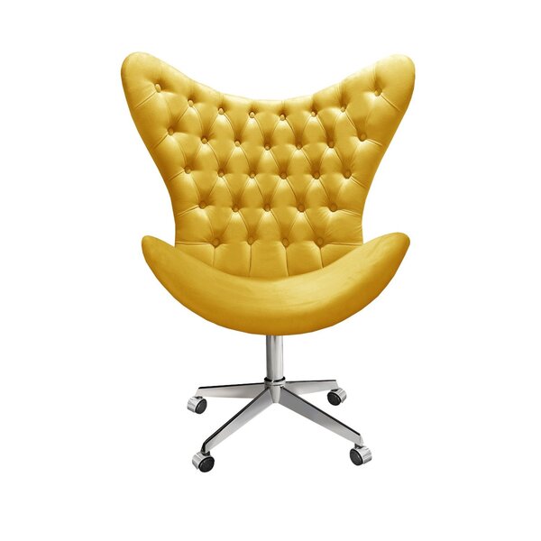 Poltrona Alice Egg Capitonê Cadeira Botonê Giratória Com Rodí