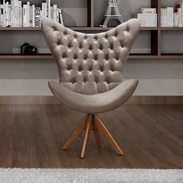 Poltrona Alice Egg Capitonê Cadeira Botonê Giratória Recepção