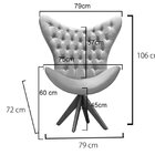 Poltrona Alice Egg Capitonê Cadeira Botonê Giratória Recepção
