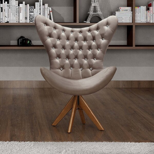 Poltrona Alice Egg Strass Cadeira Capitonê Giratória Recepção