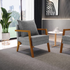 Poltrona Alice Linho Grafite A26 Base De Madeira D03 - D'rossi