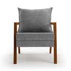 Poltrona Alice Linho Grafite A26 Base De Madeira D03 - D'rossi