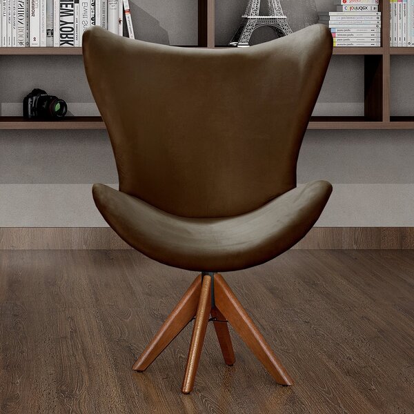 Poltrona Alice Lisa Cadeira Egg Pé Giratório Madeira Para Rec