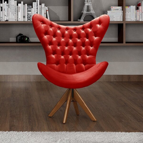 Poltrona Alice Lisa Cadeira Egg Pé Giratório Madeira Recepção