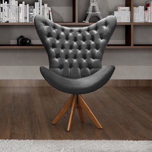 Poltrona Alice Lisa Cadeira Egg Pé Giratório Madeira Recepção