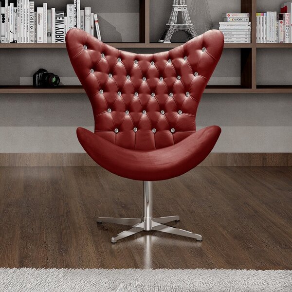 Poltrona Alice Strass Egg Capitonê Cadeira Giratória Recepção