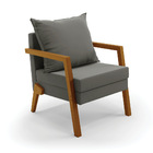 Poltrona Alice Suede Grafite Base De Madeira D03 - D'rossi