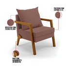 Poltrona Alice Veludo Base De Madeira D03 - D'rossi - Rose