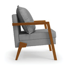 Poltrona Alice Veludo Luxo Grafite A131 Base De Madeira - D'r