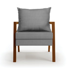 Poltrona Alice Veludo Luxo Grafite A131 Base De Madeira - D'r