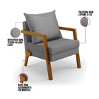 Poltrona Alice Veludo Luxo Grafite A131 Base De Madeira - D'r