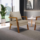 Poltrona Alice Veludo Luxo Prata A130 Base De Madeira - D'ros