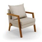 Poltrona Alice Veludo Luxo Prata A130 Base De Madeira - D'ros