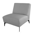 Poltrona Alícia Sem Braço Em Couro Legítimo Cinza Com Pés Em