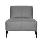 Poltrona Alícia Sem Braço Em Couro Legítimo Cinza Com Pés Em