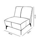 Poltrona Alícia Sem Braço Em Couro Legítimo Cinza Com Pés Em