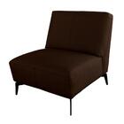 Poltrona Alícia Sem Braço Em Couro Legítimo Marrom Com Pés Em